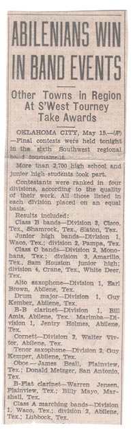 Abilenians Win In Band Events