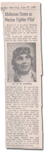 Abilenian Home as Marine Fighter Pilot